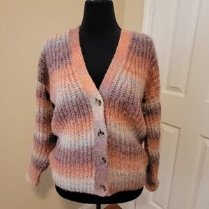 Sundance Ombre VNeck Button Oversized Cardigan Sweater Size S